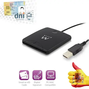 DNI electronic reader DNIe RENTA SOCIAL Security. Free shipping EWENT SMART reader Compatible with Windows/Mac, Color black
DNI electronic reader DNIe RENTA SOCIAL Security. Free shipping EWENT SMART reader Compatible with Windows/Mac, Color black