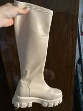 Botas de plataforma para mujer, zapatos lisos de media caña, planos de fondo grueso, cálidos, para Otoño e Invierno