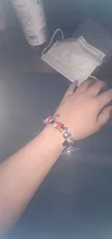 Pulsera de cuentas con colgante de Mickey y Minnie, diseño clásico, cristal rojo, Color plateado, colgante de corazón, joyería, Pulsera para Mujer 2020
