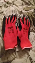 GMG-guantes de nitrilo a prueba de aceite, de seguridad para el trabajo, mecánicos, construcción, jardín, hogar, color rojo y negro, 6 pares, gran oferta