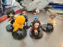 6 unids/set Anime demonio asesino Kimetsu No Yaiba figura Q Posket Kamado Tanjirou Kamado Nezuko Agatsuma juguetes 6cm