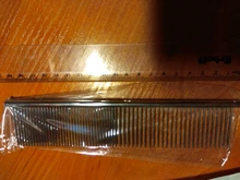 Peine de acero inoxidable para perros, peines de aseo largos y gruesos, plateados, para peluqueros, 1 Uds.