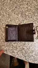 Cartera de cuero con grabado gratis para hombre y mujer, monedero pequeño, portatarjetas, cadena, portafolio de regalo