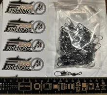 Conector de pesca de acero inoxidable, rodamiento de Pin giratorio, broches de presión, accesorios de aparejos de pesca, 50 unids/lote