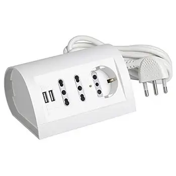 Power Strip desk with 2 sockets bipasso 10/16A, 1 socket German P30, 2 Port USB 2.1 A shared powered 5Vdc. Cable 2 m
Power Strip desk with 2 sockets bipasso 10/16A, 1 socket German P30, 2 Port USB 2.1 A shared powered 5Vdc. Cable 2 m