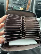 Portatarjetas de cuero genuino RFID para mujer, cartera para tarjetas bancarias, portadores de identificación femenina, 586 a 48