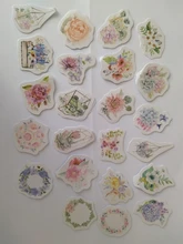 46 unidades por paquete, juego de pegatinas decorativas con flores románticas para plantas, álbum diario, etiqueta, pegatina para álbum de recortes, papelería Diy, pegatinas escolares