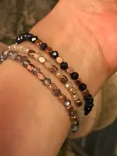 Pulsera elástica de 27 colores para mujer, brazalete pequeño de oro plateado, cuadrado, acrílico, facetas de hematita, cuentas de cristal, BC324