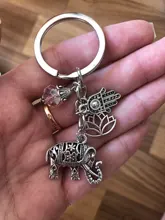Llavero étnico Tribal para mujer, llavero con forma de elefante, regalo bohemio único, joyería de loto, 1 ud.
