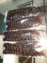 Mongol Afro rizado Pelo Rizado de la onda de agua 3 mechones con cierre cabello humano brasileño armadura paquete negro las mujeres XISHIXIU