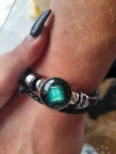 Pulsera de cuero con 12 Constelaciones del zodiaco para hombre y niño, brazalete punk con cuentas, accesorios de viaje