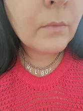 Cadena de personalidad Original Hip Hop carta Hellboy gargantilla collares para mujeres moderno Color plateado cadena Punk estilo las niñas Bijoux