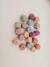 Lets make-20 piezas octogonal Hexagonal, mordedor de cuentas para bebé, cuentas de silicona de 17mm, cadena de chupete DIY, pulsera de silicona libre de BPA