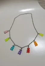 7 colores Rainbow Pride Cute Jelly Bear Gummy Collares para mujeres niñas Cool Punk Hip Hop Resina Collares Accesorios