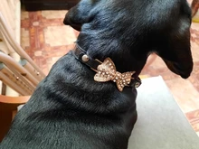 Leash-Dog-Accessories Necklace Pet-Collar Puppy Rhinestone Cats Small Dogs Bling Crystal-Bow