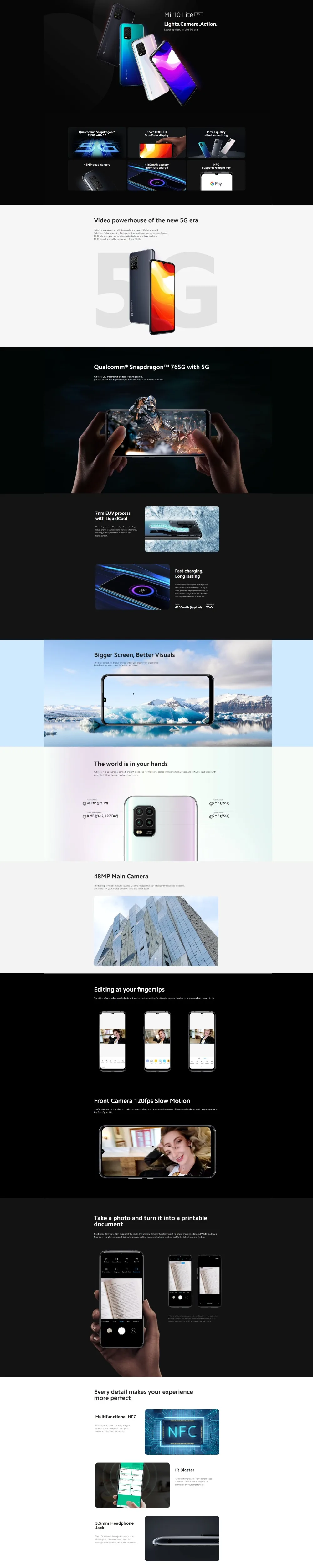 Global Version Xiaomi Mi 10 Lite 6GB RAM 64GB ROM (Brand New and Sealed) mi10lite, 10lite, 128, smartphones