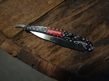 FnLune hombres recto peluquería de afeitar de pelo en el sobaco pelo púbico navaja plegable herramienta de depilación y 1 hoja El estilista sostiene una navaja y envía una cuchilla para afeitar el vello de las axilas