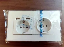 SRAN-enchufe eléctrico de pared con conexión a tierra, indicador LED oculto, enchufe doble con usb, 146x86mm