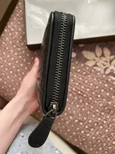 Cartera de cuero tejida larga para hombre y mujer, bolso de mano de marca de lujo, cartera sencilla a la moda, 100% de gran capacidad de piel de oveja