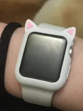 Funda protectora para Apple Watch 4, 5, 6 se, 40mm, 44mm, silicona suave con un dibujo animado, orejas de gato, iWatch Series 3, 2, 42mm y 38mm