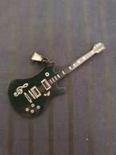 Collar de guitarra de acero inoxidable 316L para hombre, cadena de cuero, colgantes