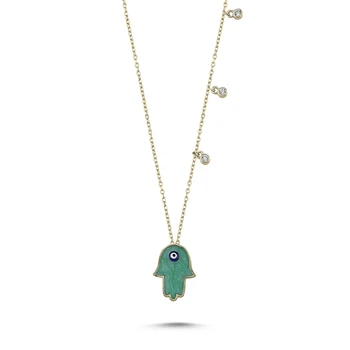 KUTAYDAN Enamel & Zircon Crystal Fatma Master Hand Dangle Pendant 925 Sterling Silver
KUTAYDAN Enamel & Zircon Crystal Fatma Master Hand Dangle Pendant 925 Sterling Silver