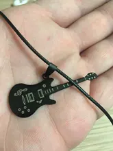 Collar de guitarra de acero inoxidable 316L para hombre, cadena de cuero, colgantes