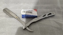 Maquinilla de afeitar profesional con borde para peluquería, navaja de afeitar plegable de acero inoxidable, removedor de vello facial con 10 Uds.