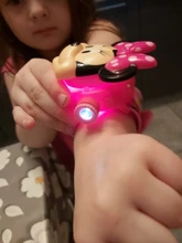 Minnie de Disney-relojes de proyección 3D para niños, figuras de anime de dibujos animados, con tapa, regalo para niñas