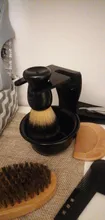 Jabonera de afeitar 3 en 1 + cepillo de afeitar + soporte de afeitado cepillo de pelo de cerdas herramienta de limpieza de barba para hombre, camiseta nueva, regalo