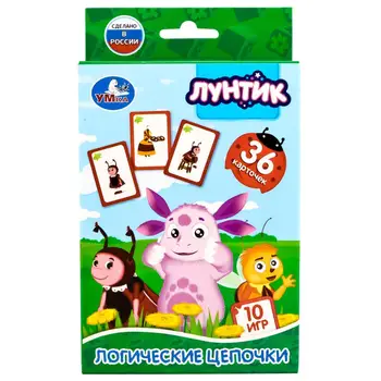 Cards developing "Luntik. Logical chains "36 cards Umka 4690590125199 
Cards developing "Luntik. Logical chains "36 cards Umka 4690590125199