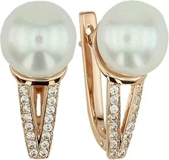 Aloris earrings with pearls and cubic zirconia in red gold 
Aloris earrings with pearls and cubic zirconia in red gold