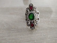 Kinel-joyería Bohemia para mujer, anillos de bronce antiguo para regalo, joyería Vintage, piedra de resina negra y roja, anillos étnicos turcos para mujer