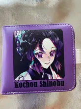 Anime cazadora de Kamado Tanjirou Nezuko corto botón cartera plegable cremallera bolsa moneda
