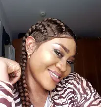 BLISS-Peluca de cabello sintético para mujeres negras, postizo de encaje negro, caja afroamericana, 4 cajas largas trenzadas, 360