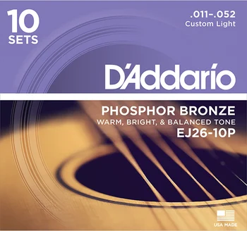 Ej26-10p phosphor bronze strings for acoustic guitar, 11-52, 10 set, D'Addario
Ej26-10p phosphor bronze strings for acoustic guitar, 11-52, 10 set, D'Addario