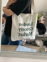 Bolsa de compras con cierre de lona para mujer, bolso de mano de gran capacidad, con estampado de Letras a la moda, sencillo, 2021