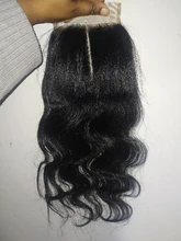 Mechones de pelo sintético con mezcla de animales, extensiones de pelo de paquete liso de seda con cierre de encaje 4x4, mezcla de cabello humano Natural Adorable 3 + 1