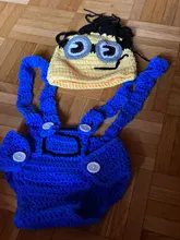 Pelele con capucha para recién nacido, atrezos para fotografía de bebés, ropa de punto de ganchillo para bebé, traje infantil, botón, Minions