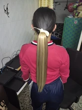 WTB-coleta sintética superlarga y Lisa, coleta con cordón, pinzas de fibra de alta temperatura, extensiones de cabello, cola de caballo