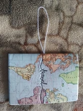 Funda de pasaporte con mapa del mundo para hombre y mujer, Cartera de piel sintética con soporte de dirección de identificación, accesorios de viaje