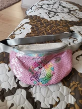 Riñonera con estampado de lentejuelas para mujer, bolso de cintura con dibujos animados y purpurina para teléfono