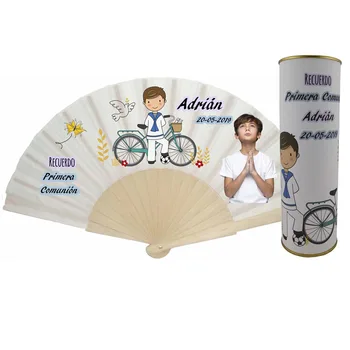 Sell You batch/personalized fan made from wooden rods with photo communion child drawing sailor with personalized tin
Sell You batch/personalized fan made from wooden rods with photo communion child drawing sailor with personalized tin