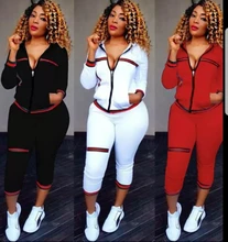 Ropa deportiva con capucha para mujer, Tops cortos de manga larga con cremallera, pantalones largos, conjunto de ropa informal holgado, 2 uds., otoño 2020