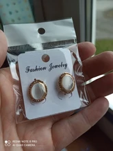 GRACE JUN-pendientes de piedra de Color dorado para mujer, aretes sin perforaciones, con Clip geométrico, joyería 2019