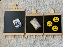 Xingi-pizarra para mensajes de escritorio para niños, caballete de madera de pino, pizarra negra, tablero de escritura plegable BB71, 16x29cm