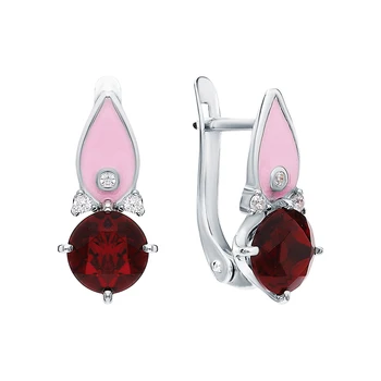Silver earrings with cubic zirconia, Garnet and enamel sunlight sample 925
Silver earrings with cubic zirconia, Garnet and enamel sunlight sample 925