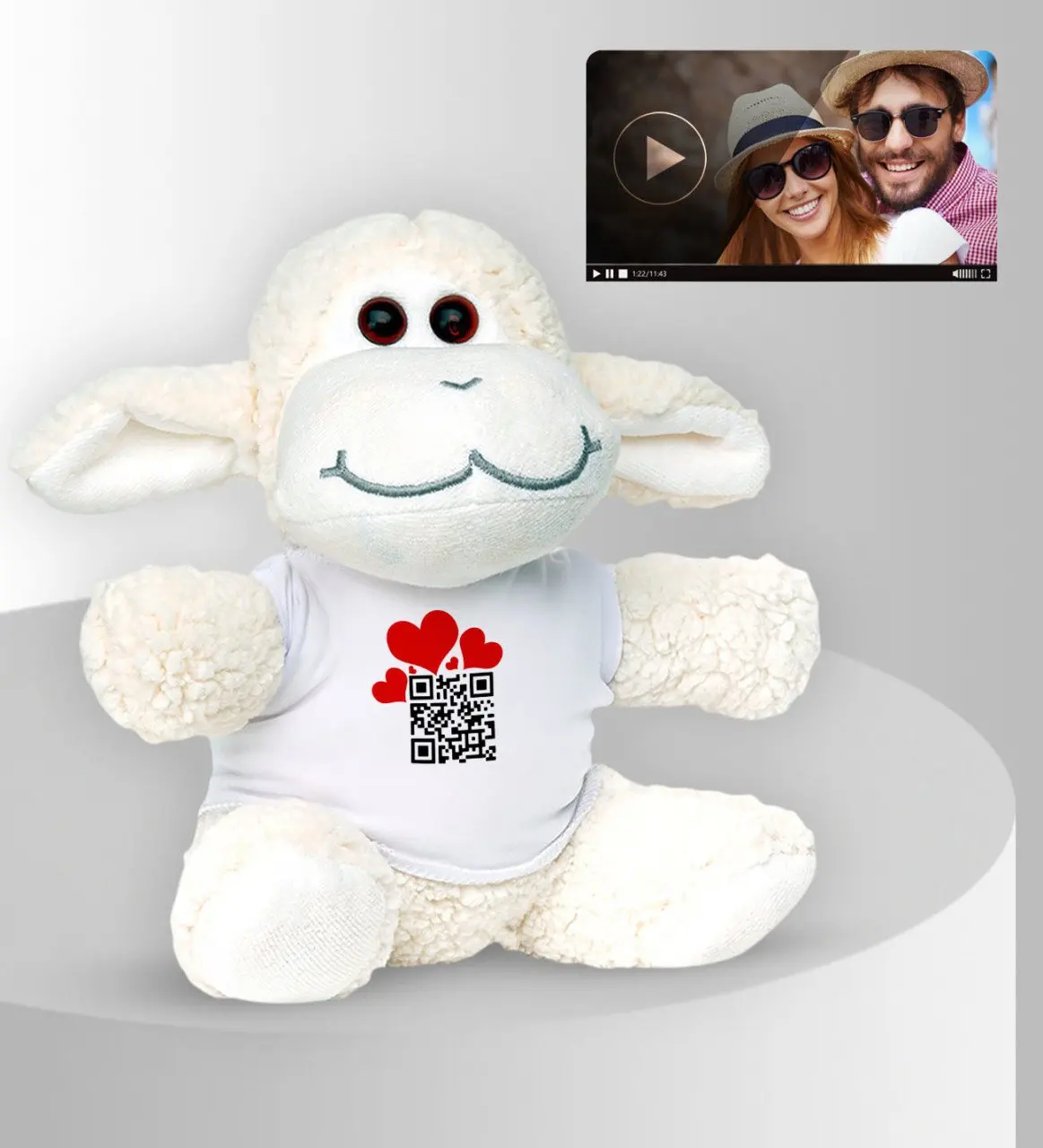 Personalized Video Mail Clip QR Code Plush Lamb
