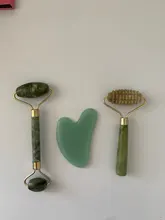 Rosa Natural Jade rodillo de la cara de masaje Gua Sha Placa de piedra de cristal de Jade masajeador de cuerpo Facial ojo rascar acupuntura Estiramiento Facial