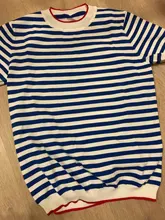Knitted T-Shirt Tops Short-Sleeve Women Clothes Warmsway Striped Tees Woman Summer Casual